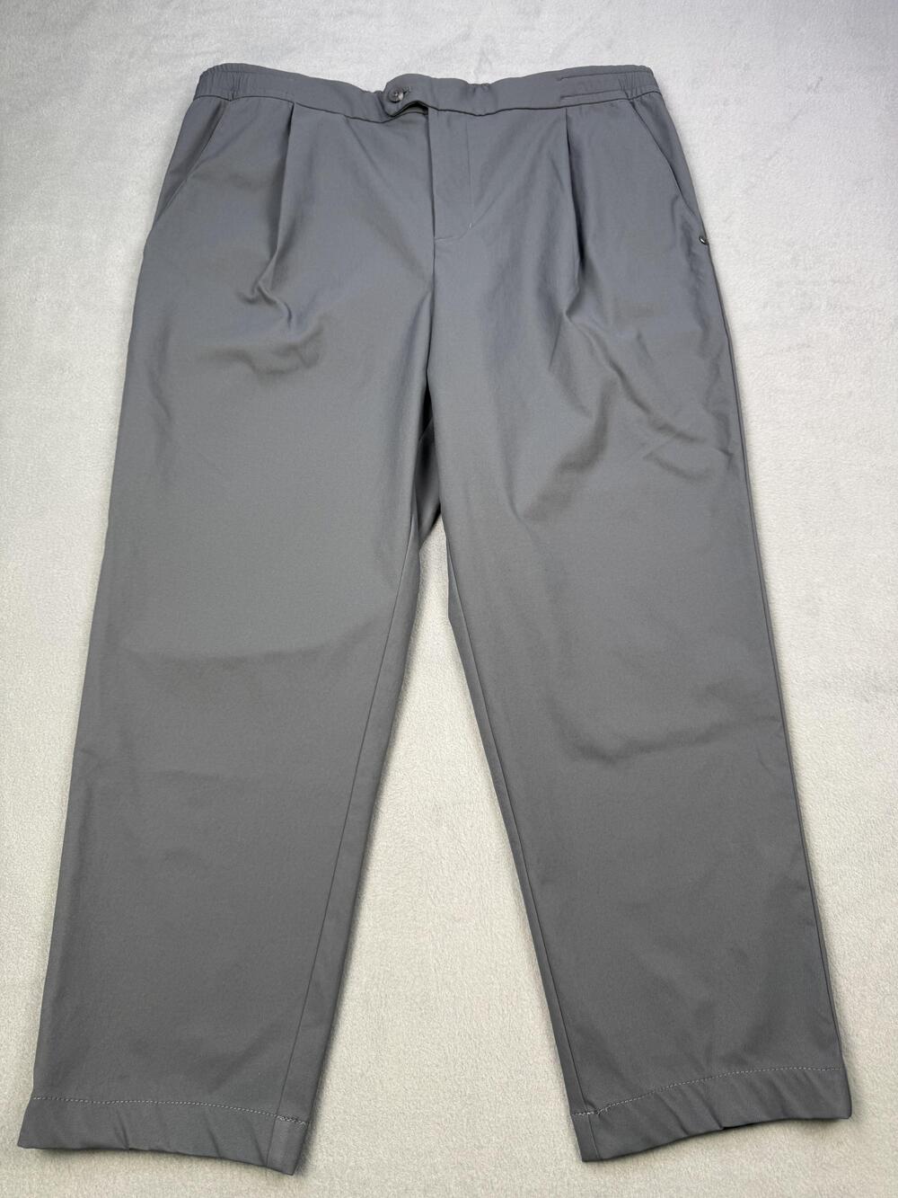 Vuori Meta Pants Mens 36x25 Gray Relaxed Cropped Twill Elastic Waist Casual